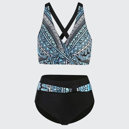 🍒V neck bikini set polka dot print swim set high waisted swim wear for women solid push up two-piece swimwear printed beach wear fashion get SET for the BEACH