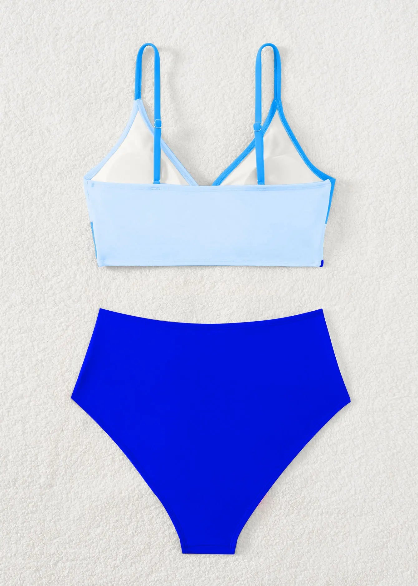 🍒Patchwork two piece swimsuit for women high waist bikini v-neck adjustable suspender type spaghetti strap backless swim set summer beach Vacation Swimwear  Drink Fruities In Your Fruity