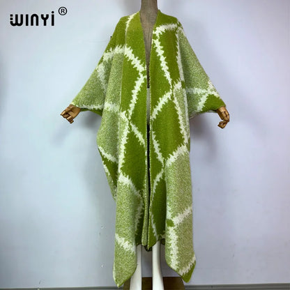 🍒Fashion poncho loose fashion print knitted coat neutral loose thick comfortable womens warm fover coat knitted poncho maxi long jacket You'll Get aLONG with A PONCHO