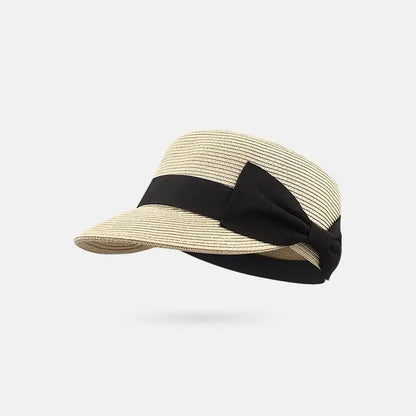 🍒Hat with bow grass straw hat woven cap duckbill hat women sun protection cap for summer outdoor hat fashion DUCK Big Hat  BILLs