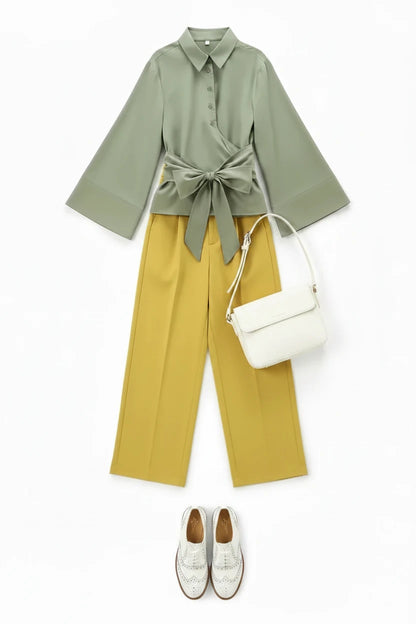 🍒Long sleeve shirt jacket spring summer women's tie top with wide sleeves female fashion clothing solid shirt smart casual Blouse  Cool Jewellies