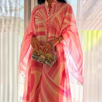 🍒Print loose maxi dress maxi wedding guest o-neck maxi smart casual wear women long sleeve boho beach dress for part occasion wear outfit Get Dressed In A Wisper