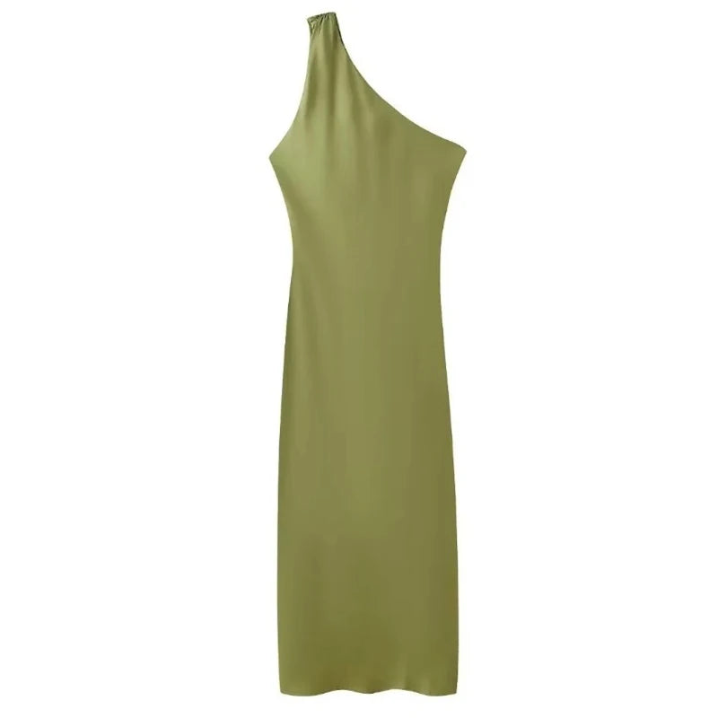 🍒Gradient dress women one shoulder dress maxi backless gown with design straps occasion party wear sleeveless outfit high waist evening wear Get Sunset Ready