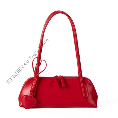 🍒Shoulder bag under arm for women with detachable heart charm pu leather handbag spacious underarm bags east west bag grab bag No Need To Go West To Get This East