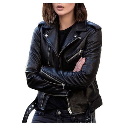 🍒Faux leather moto Jackets spring autumn fashion zip up outerwear smart casual biker jacket plus size outdoor clothes Get On The Moto Bike