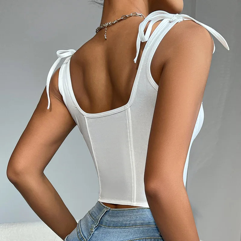 🍒Bustier corset top Y2K cute square neck going out top crop tank for women's trendy summer clothing fashion vest Slimming shaper vest Dont be in TEIRs with a  bad shape BUST get this