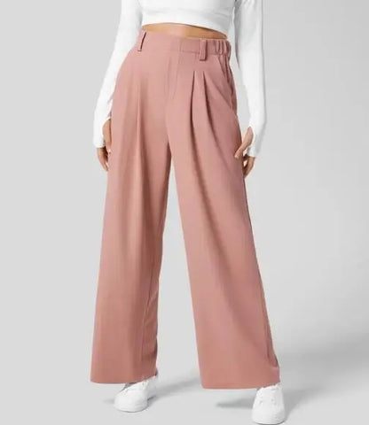 🍒Elegant women straight pants flowy solid colour high waisted trousers wide leg work wear female fashion clothes No Need To Put The Leg Work In To Get These Legs