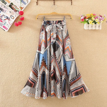🍒Chiffon a-line skirt high waist long smart casual women trend modest vintage clothing quality fashion wear Floor-all With This Floral