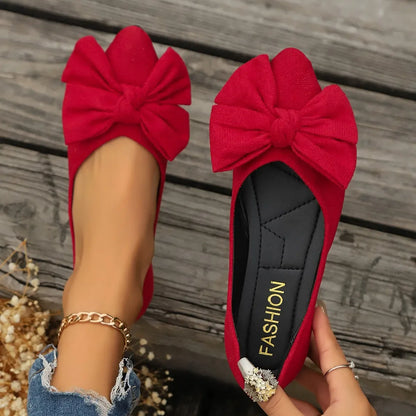 🍒Bow shoes flat fashion footwear comfortable and versatile genuine suede women's shoes smart casual simple wear-resistant flat occasion footwear for partes bottom bow outdoor slippers Walk BOW-ldly In Your Bows