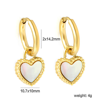 🍒Trendy jewellery stainless steel jewlry oil drip 18K gold plated hoop earrings butterfly shell bee heart earrings smart casual accessories