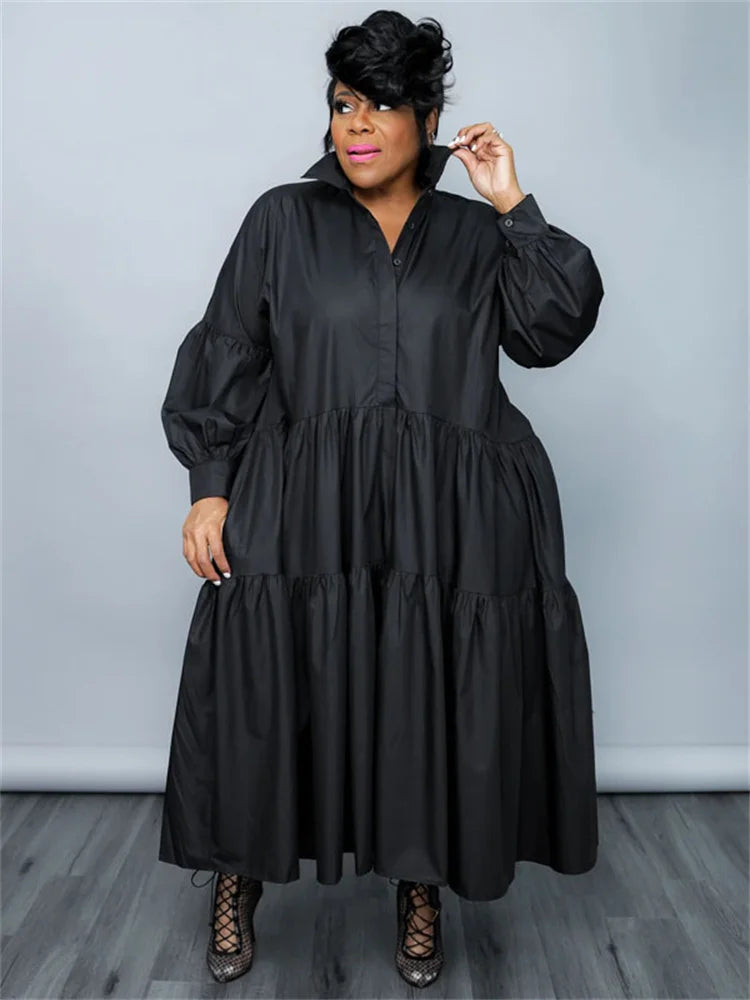 🍒Plus Size shirt dresses for women with sleeves smart casual clothing women loose outfit big maxi swing dress colourful casual clothing female fashion Cheerful Tier full