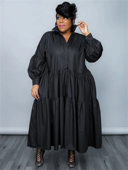 🍒Plus Size shirt dresses for women with sleeves smart casual clothing women loose outfit big maxi swing dress colourful casual clothing female fashion Cheerful Tier full