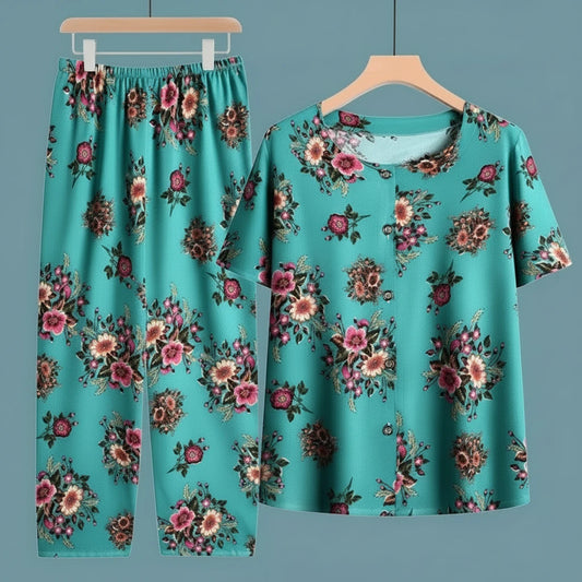 🍒Pants and t-shirt pyjamas set cotton short pants and t-shirt loungewear top and trousers home wear clothing Sleepwear for women 2 piece sleep set TOP up your PANTS and TEE and you will be SET