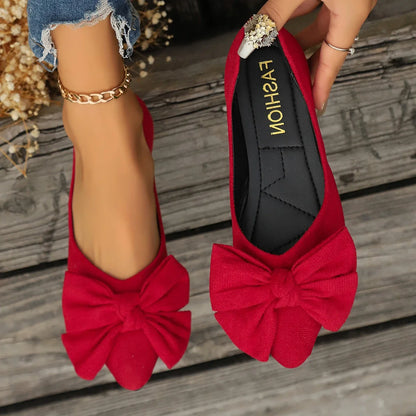 🍒Bow shoes flat fashion footwear comfortable and versatile genuine suede women's shoes smart casual simple wear-resistant flat occasion footwear for partes bottom bow outdoor slippers Walk BOW-ldly In Your Bows