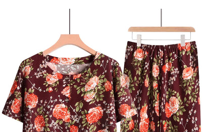 🍒Pants and t-shirt pyjamas set cotton short pants and t-shirt loungewear top and trousers home wear clothing Sleepwear for women 2 piece sleep set TOP up your PANTS and TEE and you will be SET