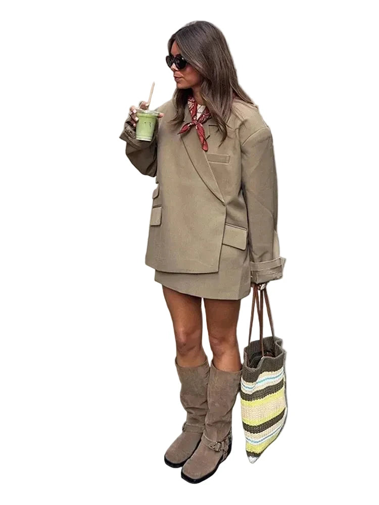 🍒Loose Jacket for women gray Asymmetric blazer with lapels long sleeve split Jackets female designer style clothing fashion chic outwear    Always Be In Line For An Asymmetric
