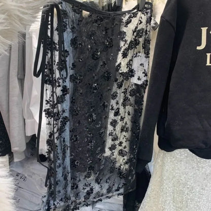 🍒Sheer floral skirt smart casual wear for women mesh outfit maxi fashion sweet girl fashion clothes evening wear streetwear  It Will Be A Sheer delight To Wear