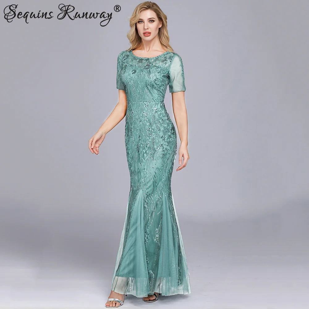 🍒Sequin maxi cocktail dress long bridesmaid prom outfit for special occasion party club bodycon vintage style clothing You'll Fish This Mermaid Out Time &Time