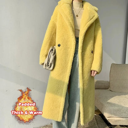 🍒Women winter faux fur coat winter long women female thick teddy bear outerwear Casual loose oversize outdoor wear Bear Winter With A Teddy