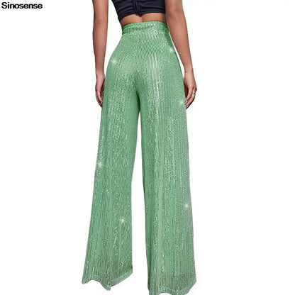 🍒High waist sequin flare pants sparkle loose casual wide leg trousers bell bottom trousers glitter clubwear party wear  Alls Flare In Glitz And Glam