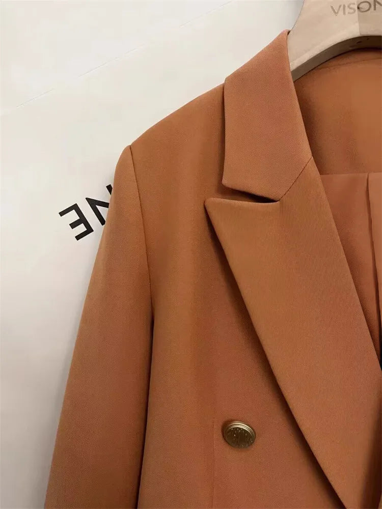 🍒Crop blazer for women long sleeve short double breasted Jacket smart casual outerwear  occasion spring and autumn fashion   Cream Of The Crop Cool