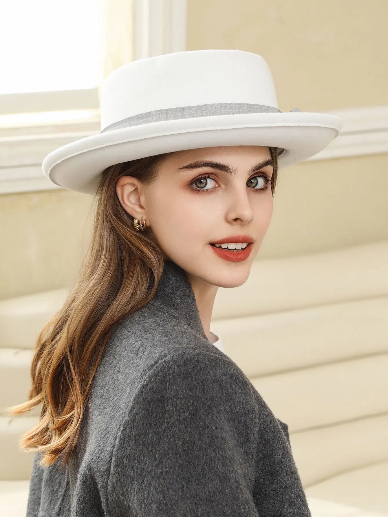 🍒Women's fall and winter hat wool felt fedora with side bow classic italian style hat rolled brim flat top fashion headwear  FED Up with DORA stealing your HATS get this and hide in your cool closet