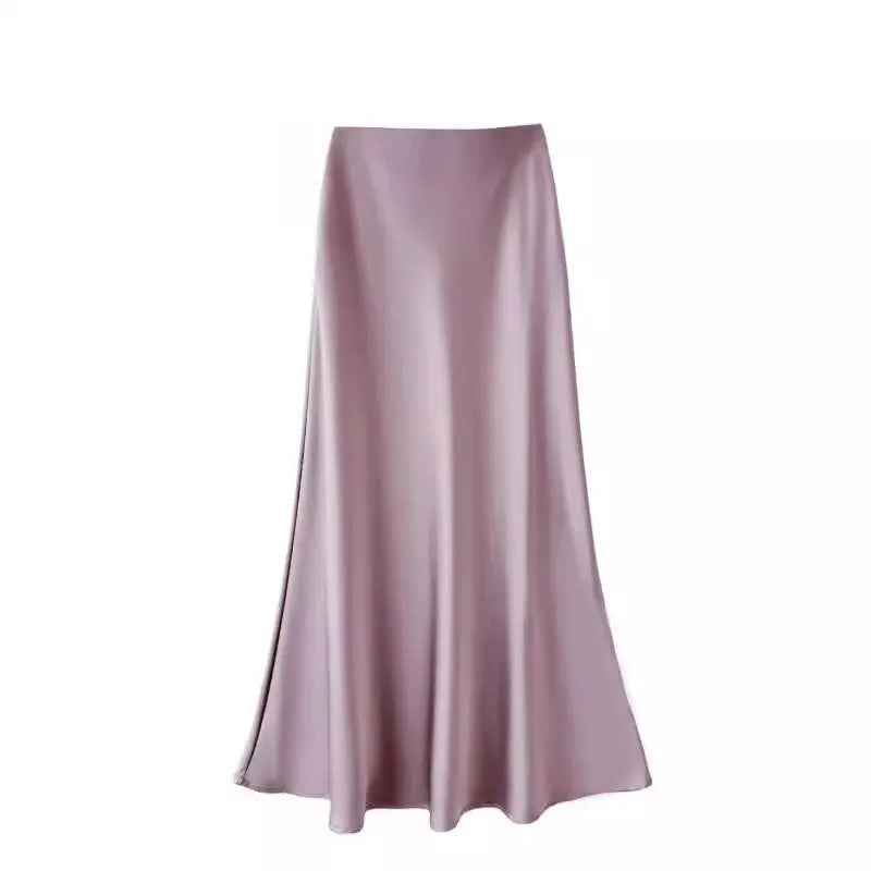 🍒Silky satin skirts high waisted a-Line elegant womens fashion summer occasion clothing for parties smart casual wear Sassy Style Satin