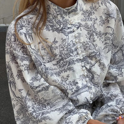 🍒Printed mini dress long sleeve clothes for hot weather o-neck outfit a line flare short china print smart casual female clothes fashion beach party wear holiday wear  Drink Cocktails In Your China