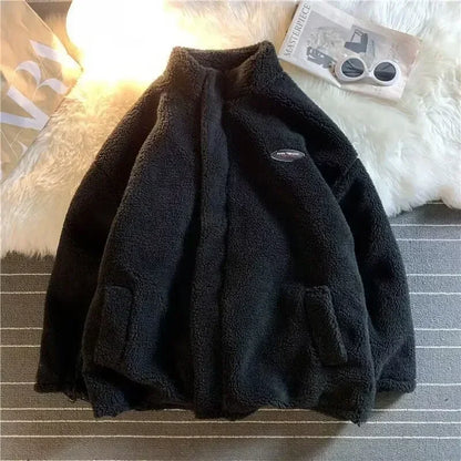 🍒Fashion Stand-up Collar OutwearFaux lambswool fur jacket women's warm coat autumn winter outerwear for women heart print stand collar coat Ya Hearts Printed On This