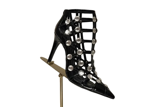 🍒crystal sandal shoe breathable hollow crystal gem cross design high heels fashion pointed toe pumps for women slip on stiletto party occasion shoes 'Casion Crystal Cross Cool