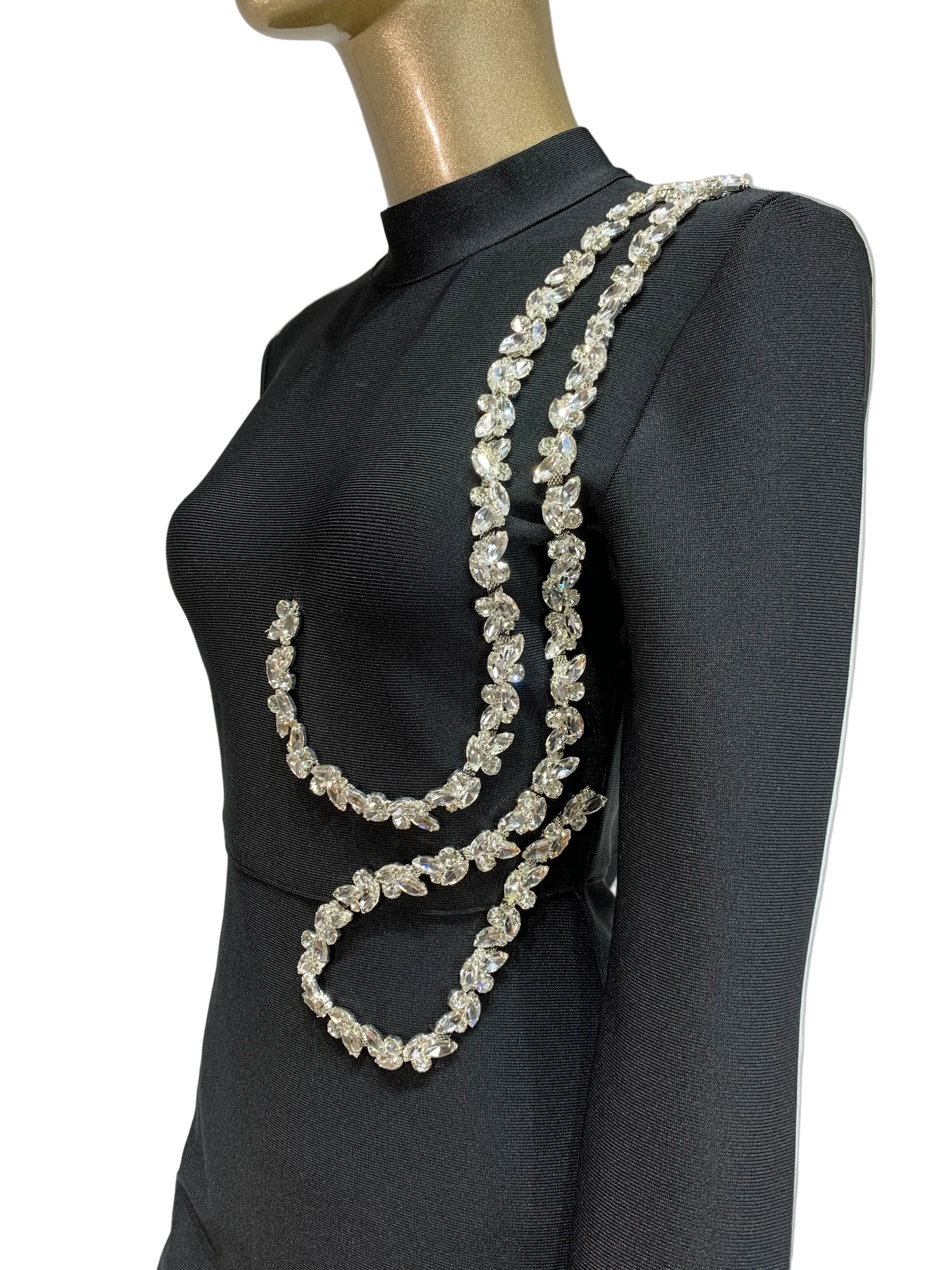 🍒Black party dress for women long sleeve half high neck collar crystal bodycon gown occassion  outfit with sparkles ankle length maxi dress celebrity club  wear evening wear Swirl Twirl