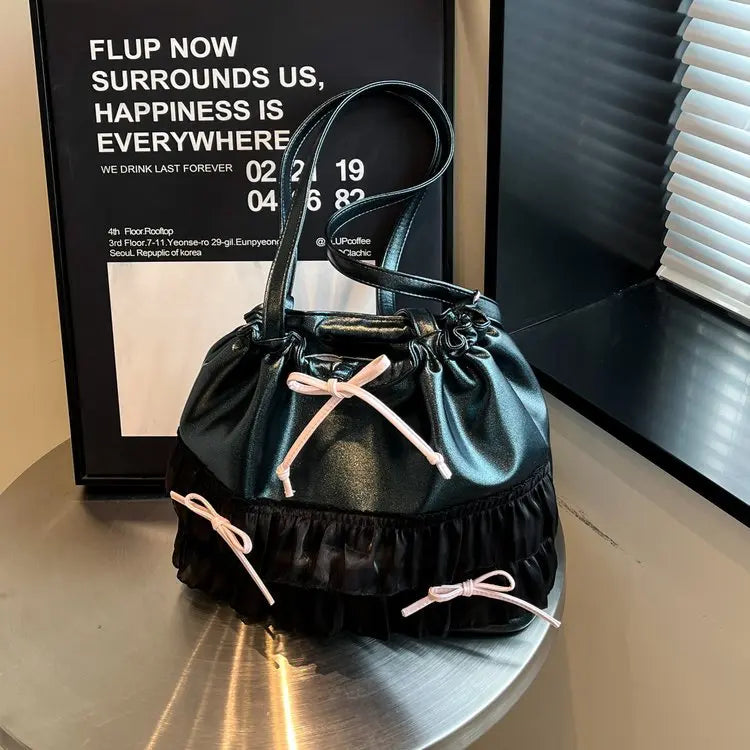🍒Large capacity shoulder bag with bows versatile sweet girl fashion tote bag for women ballet style crossbody bag bow casual accessories