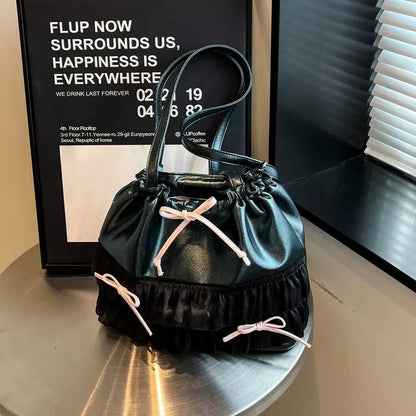 🍒Large capacity shoulder bag with bows versatile sweet girl fashion tote bag for women ballet style crossbody bag bow casual accessories