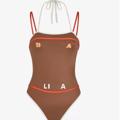 🍒Women's fashion bathing suits with cross back with in built bra one-piece swimsuit solid beachwear Sea Sure Swim Suits