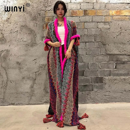 🍒Cardigan coat women winter wear tassel knitted coat winter womenpartywear coat maxi fashions cold weather clothes party coat thick warm free size female kaftan Warm Up To Pink