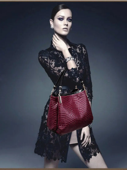 🍒Faux crocodile leather bag designer for women handbags womens summer bag top handle  bags ladies casual tote Dial Up On Croc