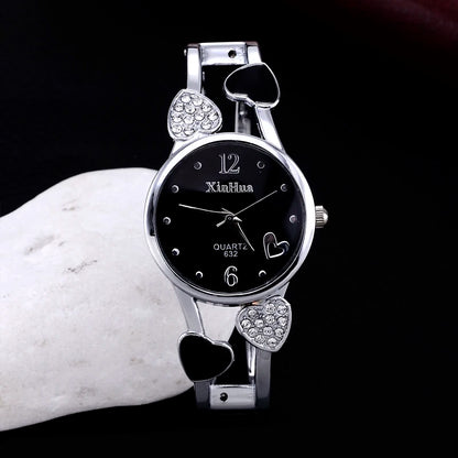 🍒Womens heart watch Design quartz fashion bangle silver classic crystal Stainless Steel colour face wristwatch smart casual jewellery   Watch This Bang For Your Buck