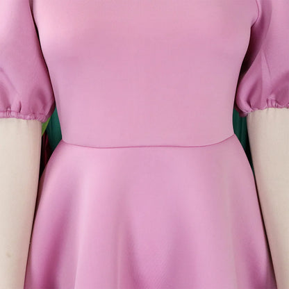 🍒Elegant dresses for woman o neck short sleeve outfit for birthday party high waisted pleated puff sleeves female fashion wear occasion wear evening party wear mid calf luxury B'day Bopper Beauty Babe