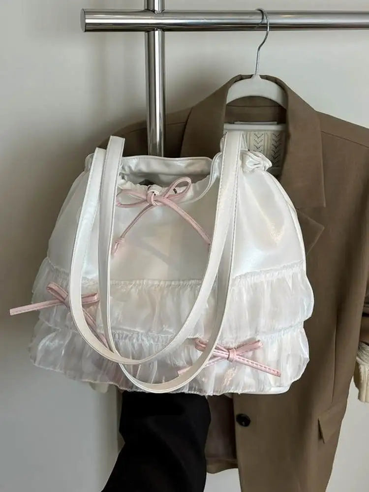 🍒Large capacity shoulder bag with bows versatile sweet girl fashion tote bag for women ballet style crossbody bag bow casual accessories