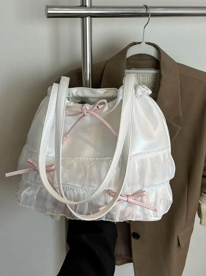 🍒Large capacity shoulder bag with bows versatile sweet girl fashion tote bag for women ballet style crossbody bag bow casual accessories