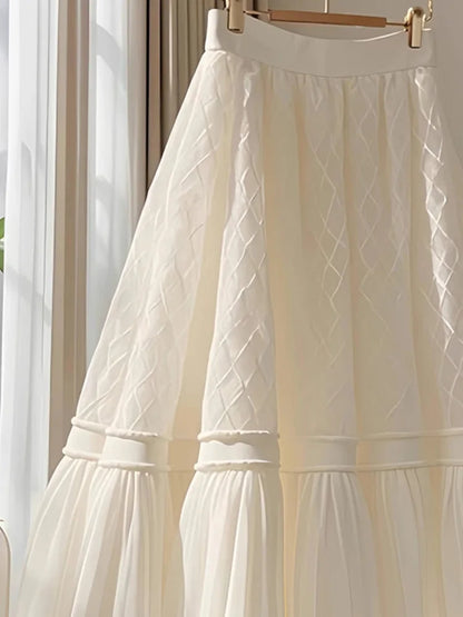 🍒Argyle skirt midi pleated solid colour casual wear for women elasticated waist skirts long all match a-line female fashion wears party occasion wear Dont Wait Till This CREAMs SC'ONE JAM it in your basket