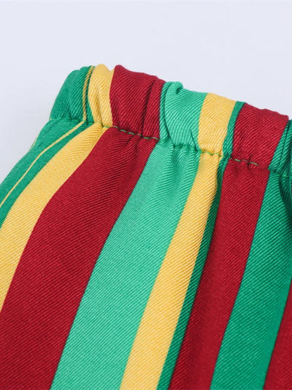 🍒Striped wide leg casual pants women straight stripe drawstring trousers multicolour clothing high Waist smart casual female clothes Look Hot In Peppers