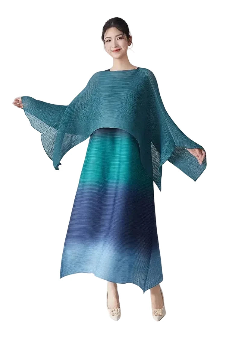 🍒Women's high-end clothing dress sleeveless long loose outfit gradual colour ombre fashion wear sleeveless loose long dress for party occasion wear  Gravitate To Gradual
