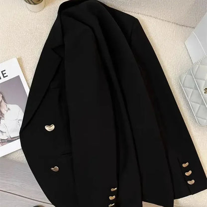 🍒Long sleeve double breasted jacket with lapel short coats for women high quality outerwear fashion smart casual blazer women