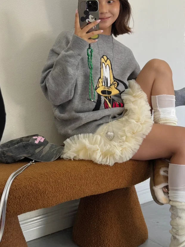 🍒Sweet girl fashion for women high waist a-line mini skirt cute pleated gauze summer clothing  y2k mesh skirts Mesh To Mini Mesh