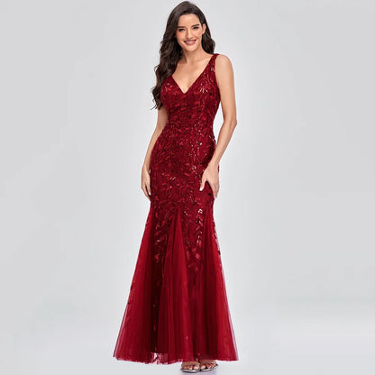 🍒Sequin maxi cocktail dress long bridesmaid prom outfit for special occasion party club bodycon vintage style clothing You'll Fish This Mermaid Out Time &Time
