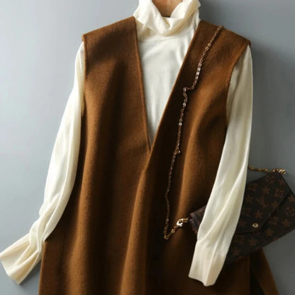 🍒Knit waistcoat for women long sleeveless jacket vest solid outerwear fashion outdoor clothing spring autumn wear