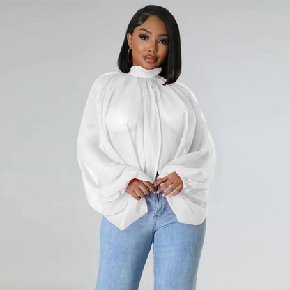 🍒Colourful chiffon blouses plus size printed front split blouse fashion batwing loose fitting see though top with puff sleeves party night club blouses shirt for women OPEN Up Your Armoire to A Cool BLOUSE