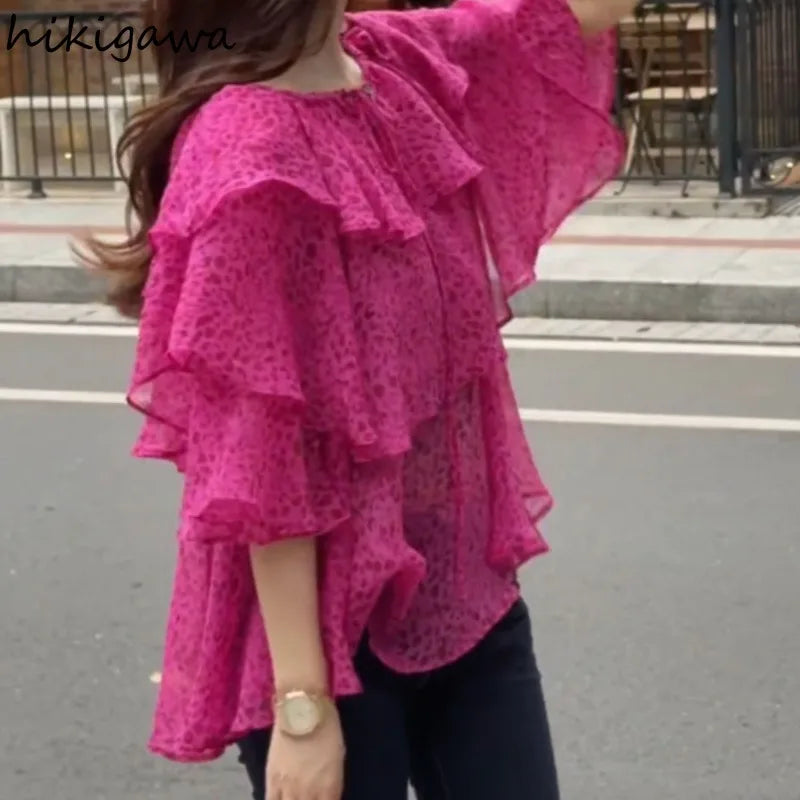 🍒Chiffon blouses for women fashion clothes oversized tops for summer blouse shirt smart casual going out tops Float Around Town  In your Flouncy