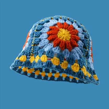 🍒Autumn crochet hat handmade bucket hat knitted Y2k flower fashion autumn winter colourful hats Get A Bellfower Flower. Flower